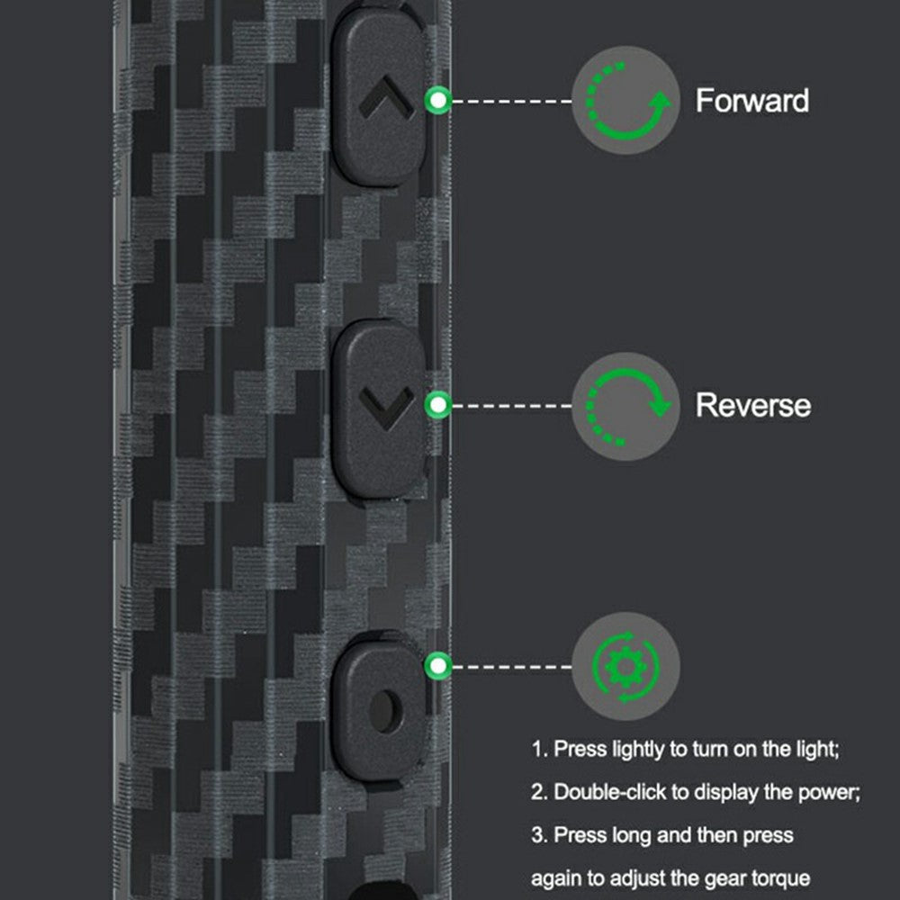RELIFE E1 Carbon Fiber Electric Screwdriver Set LED Digital Display Screwdriver with 12Pcs S2 Steel Bits