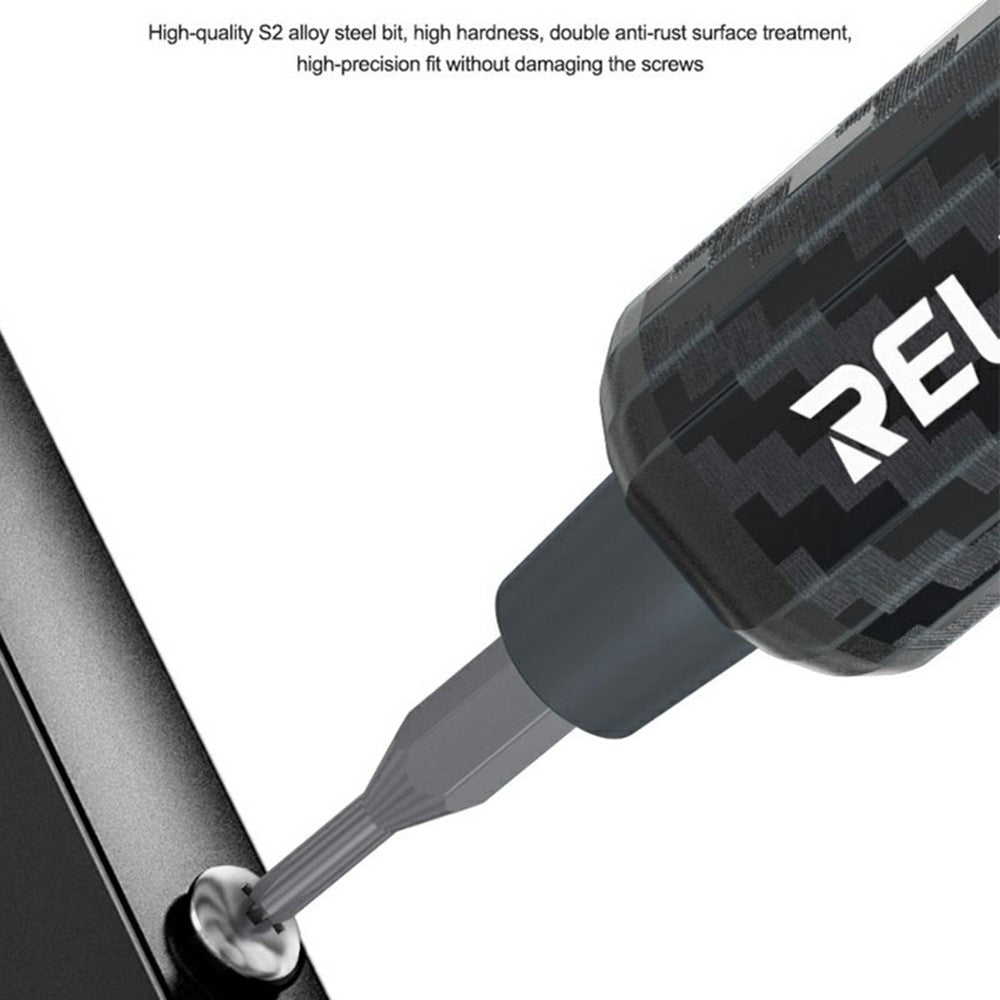 RELIFE E1 Carbon Fiber Electric Screwdriver Set LED Digital Display Screwdriver with 12Pcs S2 Steel Bits