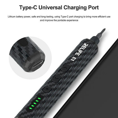 RELIFE E1 Carbon Fiber Electric Screwdriver Set LED Digital Display Screwdriver with 12Pcs S2 Steel Bits