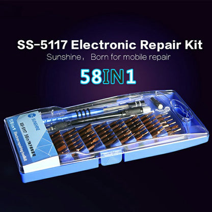 SUNSHINE SS-5117 58 in 1 Precision Screwdriver Set Non-slip Handle Screwdriver Electronics Repair Tool