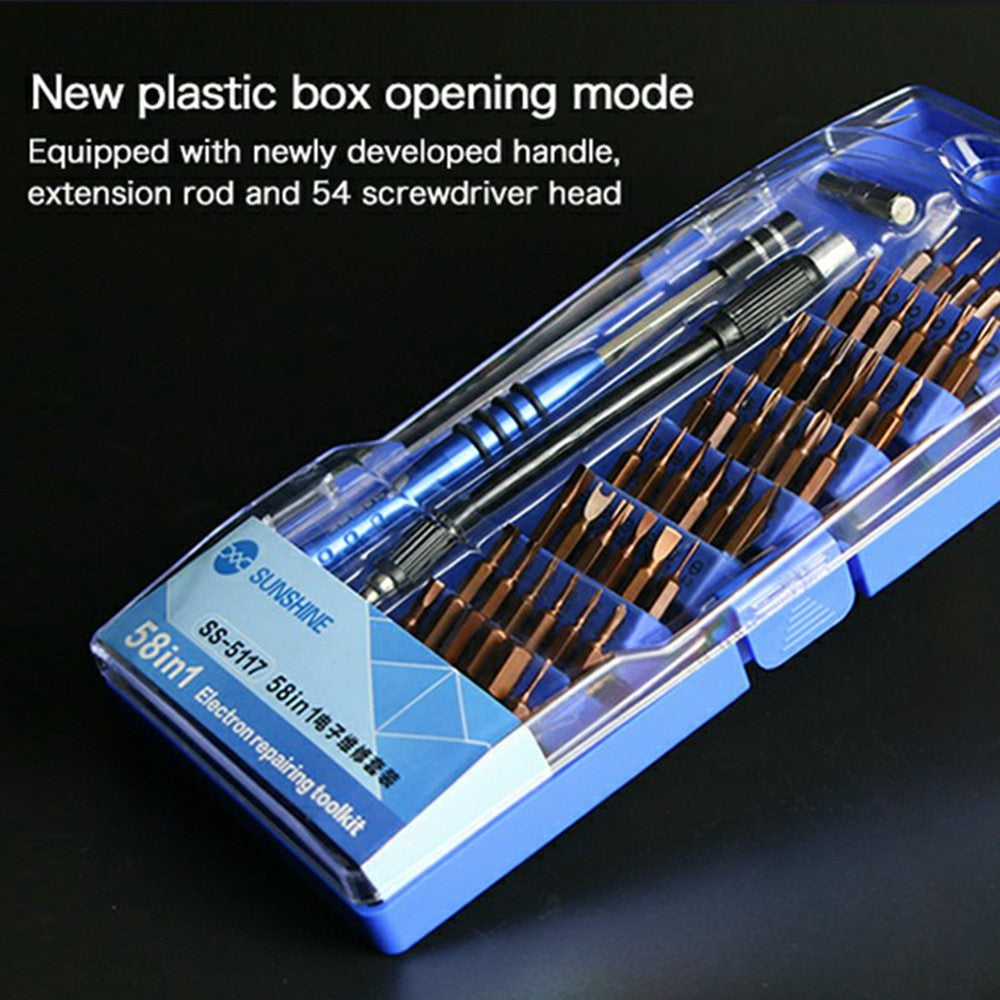 SUNSHINE SS-5117 58 in 1 Precision Screwdriver Set Non-slip Handle Screwdriver Electronics Repair Tool