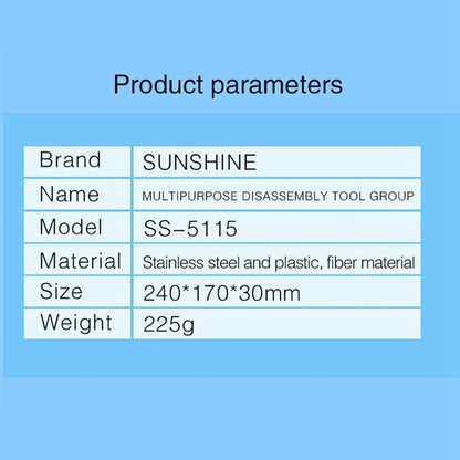SUNSHINE SS-5115 Multi-Purpose Phone Repair Tool Kit Screwdriver Prying Tool Disassembly Set