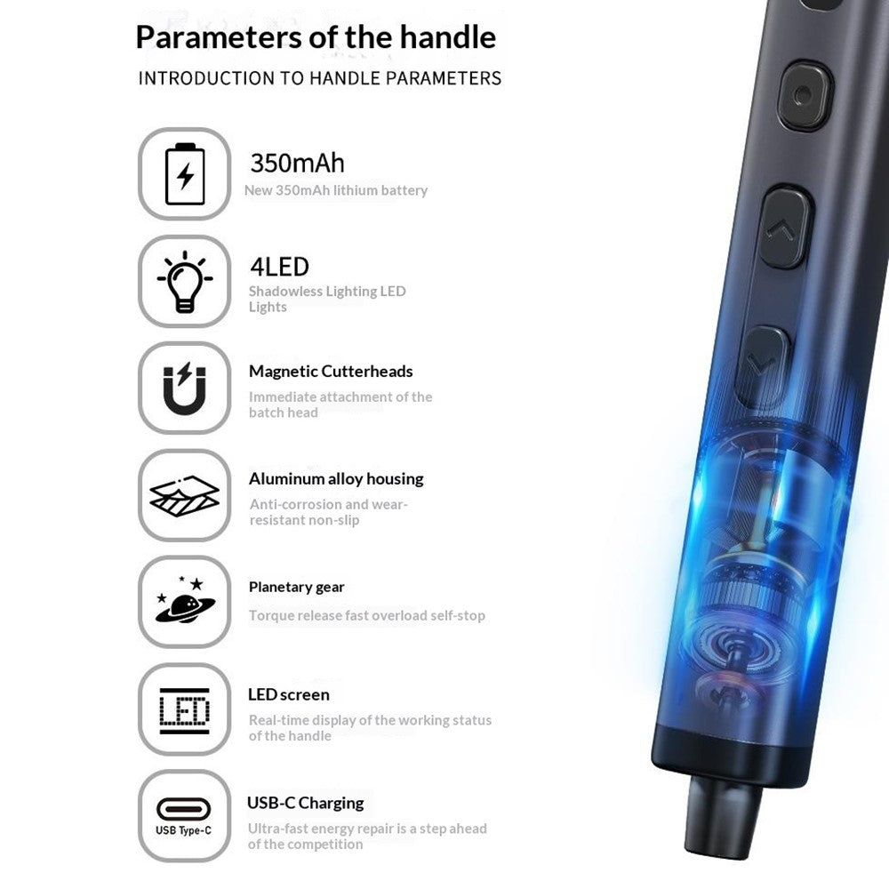 JIAFA 78 in 1 Electric Screwdriver Set 5 Torque Gear LED Screen USB-C for Phone Repair