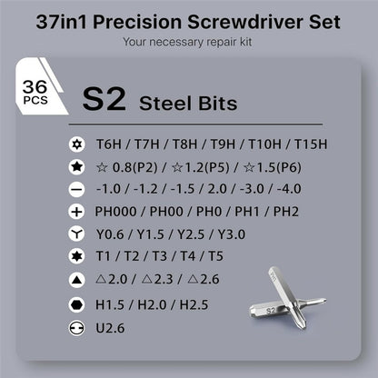 AXTH 37 in 1 Precision Screwdriver Set S2 Steel Bits Magnetic Driver Repair Kit for Phone Laptop Gaming Console Watch