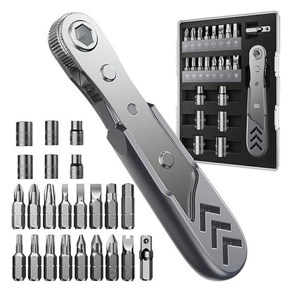 AXTH 23 in 1 Right Angle Ratcheting Screwdriver Set with 36-Tooth Ratchet Magnetic Bits Tool Kit for DIY Repair