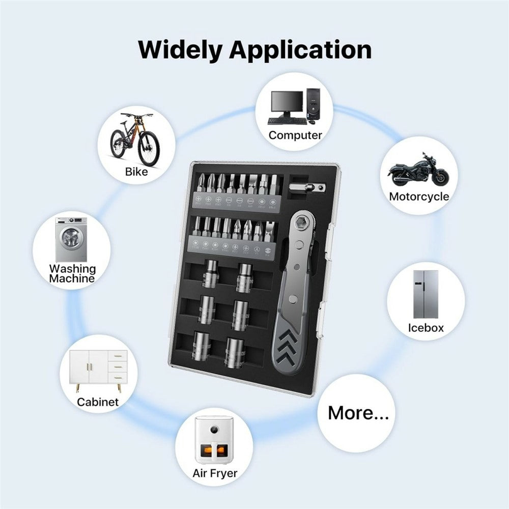 AXTH 23 in 1 Right Angle Ratcheting Screwdriver Set with 36-Tooth Ratchet Magnetic Bits Tool Kit for DIY Repair
