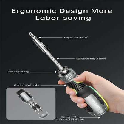 WESDUT 13 in 1 Retractable Screwdriver Set Telescopic Multi-Function Multi-Tool Kit for Home Repair