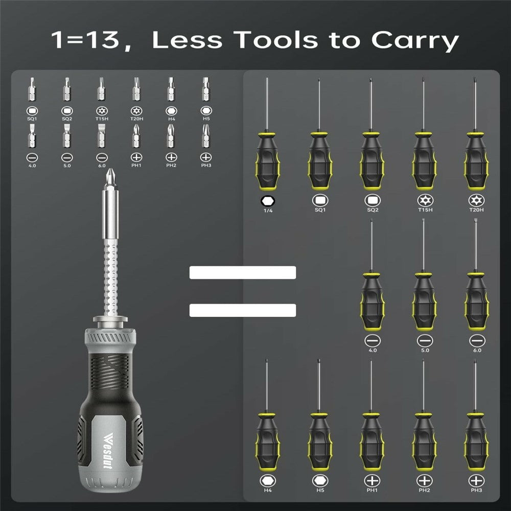 WESDUT 13 in 1 Retractable Screwdriver Set Telescopic Multi-Function Multi-Tool Kit for Home Repair