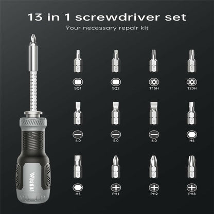WESDUT 13 in 1 Retractable Screwdriver Set Telescopic Multi-Function Multi-Tool Kit for Home Repair