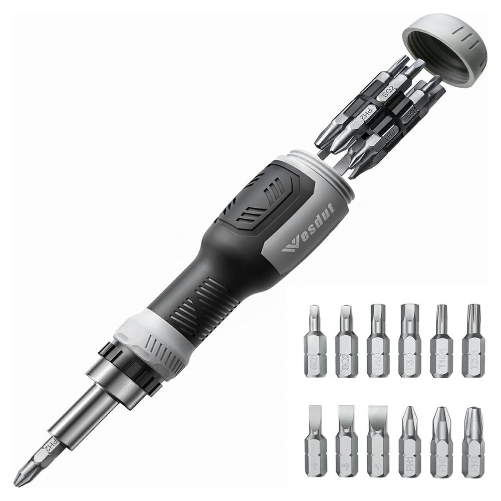 WESDUT 13 in 1 Ratchet Screwdriver Set 45-Tooth Multi-Bit Tool Kit for Home Repair Electronics