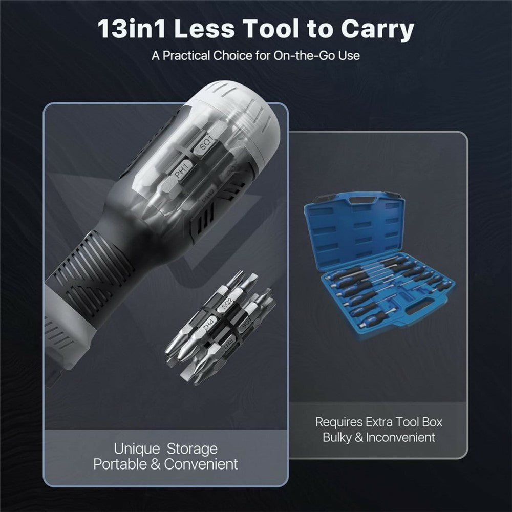 WESDUT 13 in 1 Ratchet Screwdriver Set 45-Tooth Multi-Bit Tool Kit for Home Repair Electronics