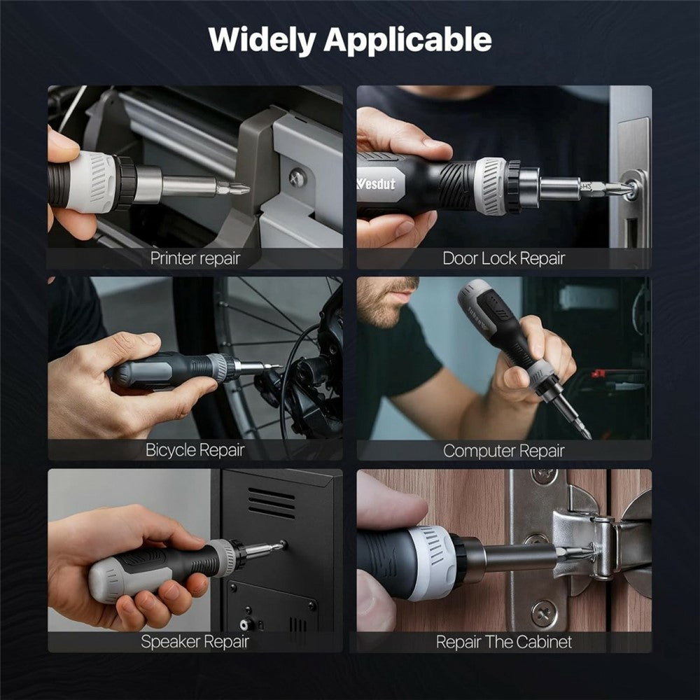 WESDUT 13 in 1 Ratchet Screwdriver Set 45-Tooth Multi-Bit Tool Kit for Home Repair Electronics