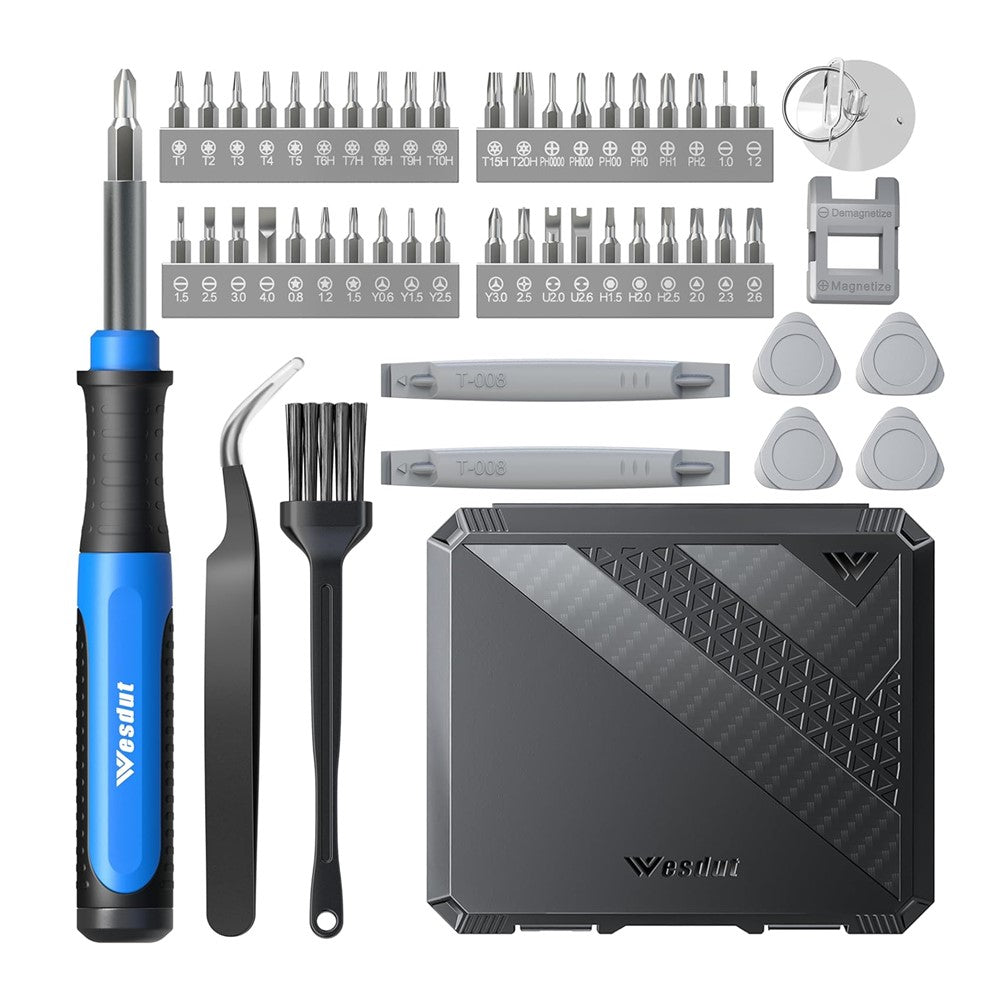 WESDUT 52 in 1 Precision Screwdriver Set Magnetic Bits 360 Degrees Rotating Handle Tools Kit for Electronics Repair