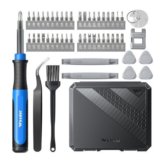 WESDUT 52 in 1 Precision Screwdriver Set Magnetic Bits 360 Degrees Rotating Handle Tools Kit for Electronics Repair