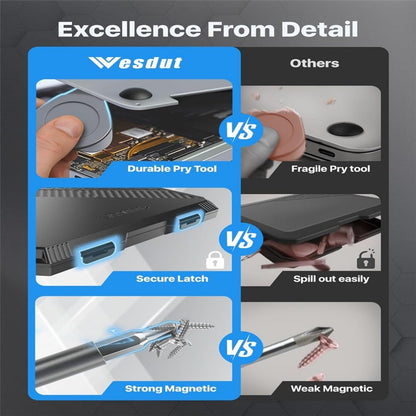 WESDUT 52 in 1 Precision Screwdriver Set Magnetic Bits 360 Degrees Rotating Handle Tools Kit for Electronics Repair