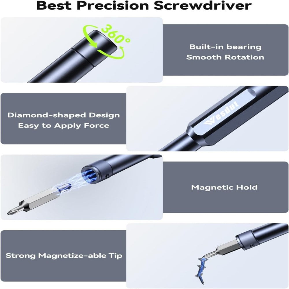 WESDUT 49 in 1 Precision Screwdriver Set Magnetic Bits S2 Steel Repair Tools Kit for Electronics