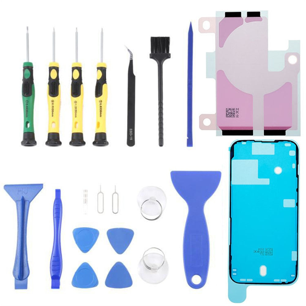 JF-8182 For iPhone 14 Pro 21 in 1 Precision Screwdriver Set Replacement Parts Battery Adhesive Tape Sticker + Middle Plate Frame Repair Tool Kit