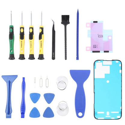JF-8182 For iPhone 15 Pro 21 in 1 Precision Screwdriver Set Replacement Parts Battery Adhesive Tape Sticker + Middle Plate Frame Repair Tool Kit