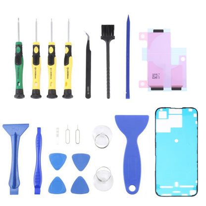 JF-8182 For iPhone 15 Pro Max 21 in 1 Precision Screwdriver Set Replacement Parts Battery Adhesive Tape Sticker + Middle Plate Frame Repair Tool Kit