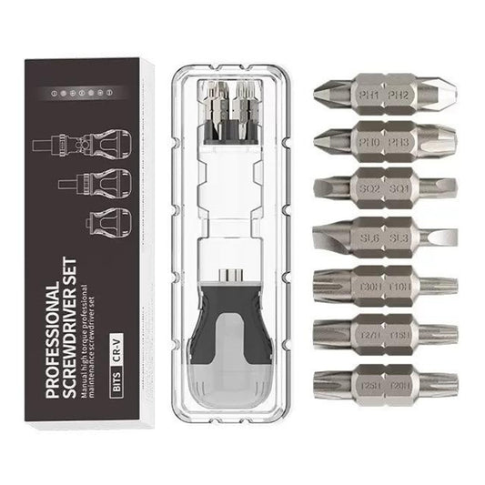 JIAFA 15 in 1 Dual Head Ratchet Screwdriver Set 14Pcs CRV Bits Magnetic Professional Repair Tool