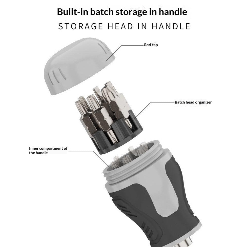 JIAFA 15 in 1 Dual Head Ratchet Screwdriver Set 14Pcs CRV Bits Magnetic Professional Repair Tool