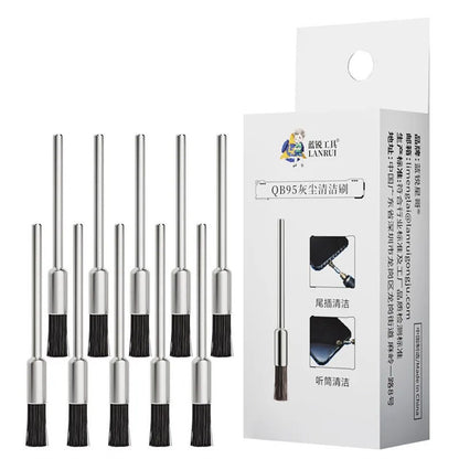LANRUI QB95 10Pcs / Box 2.35mm Dust Cleaning Brush Steel Handle Dust Cleaning Mane Brush for Phone Repair IC Pad Motherboard