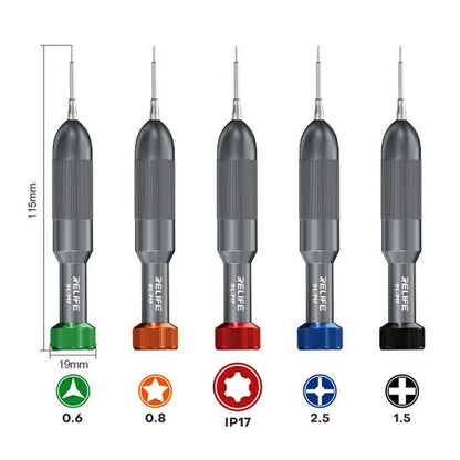 RELIFE RL-717A 5-in-1 Rocket-Head Design Screwdrivers Set S2 Steel Precision Bits Repair Tool for iPhone Android Electronics