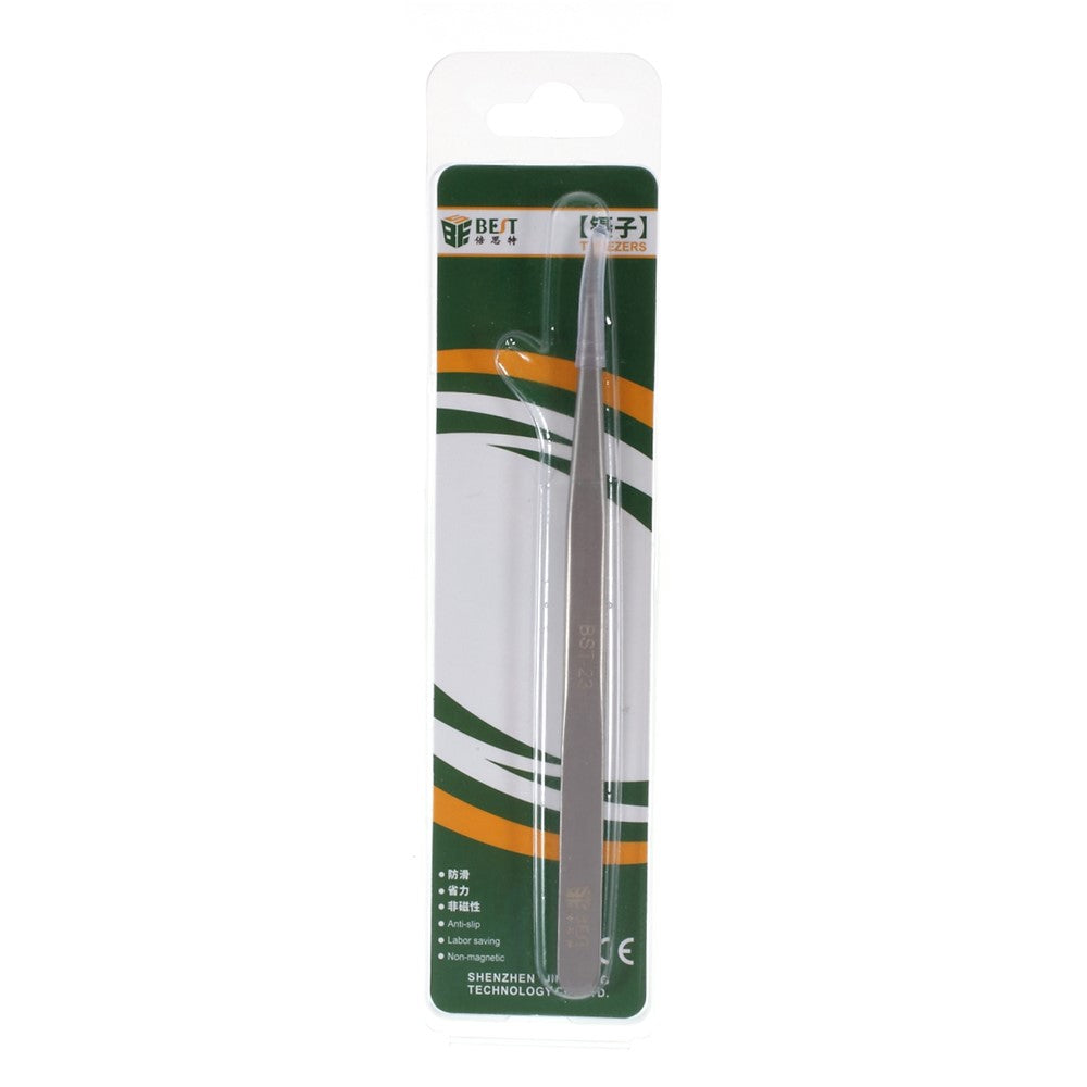 BEST BST-23 Stainless Steel Straight Tip Jump Wire Tweezers for Mobile Phone Motherboard Repair