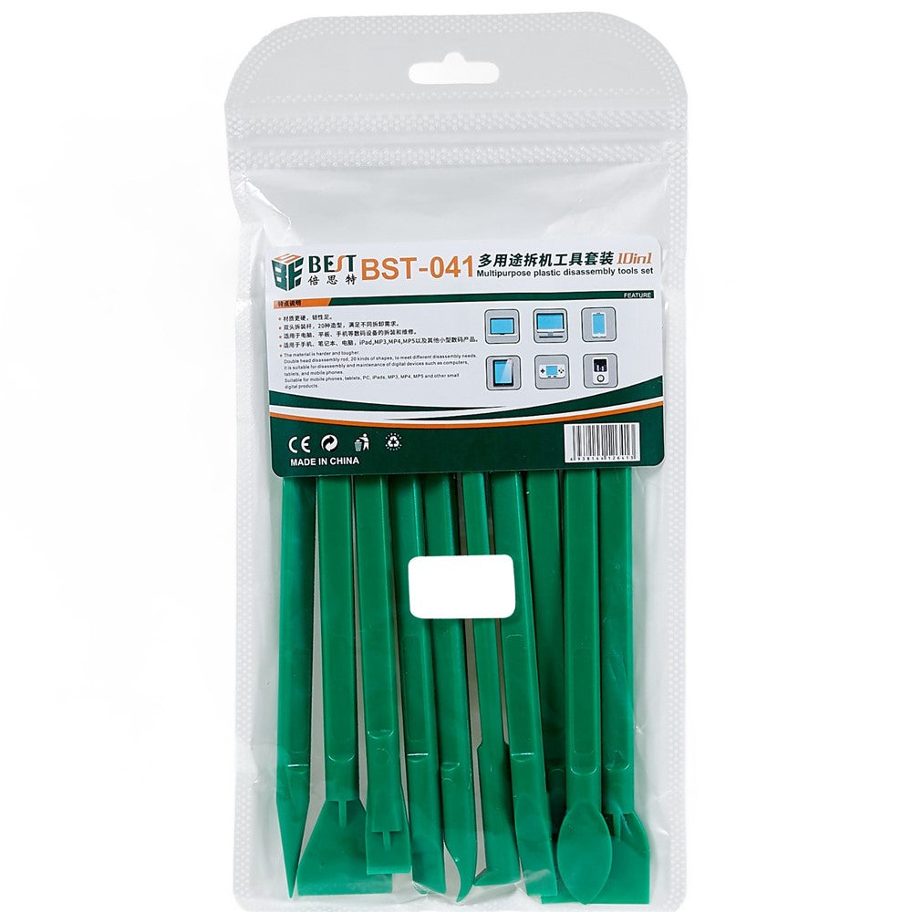 BEST BST-041 10 in 1 Multipurpose Plastic Disassembly Tools Set Opening Tool Plastic Double-Sided Pry Tool Repair Parts for iPhone Android Devices