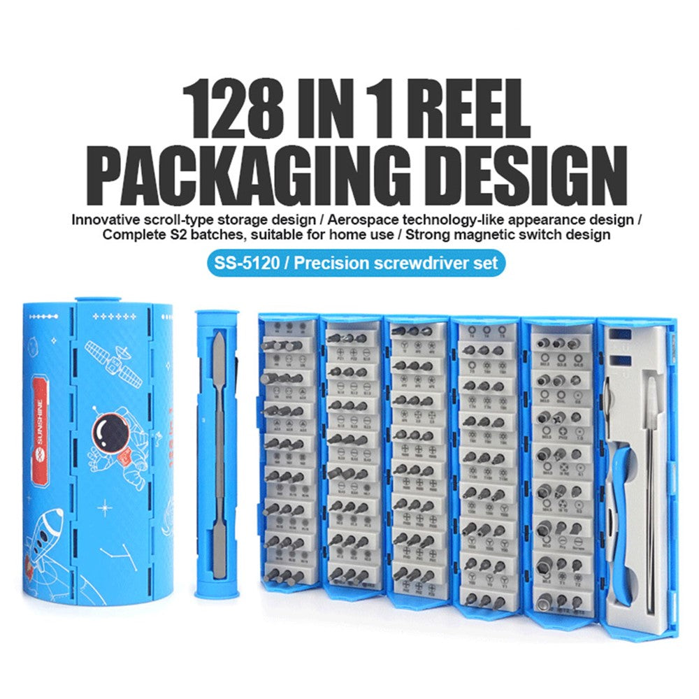 SUNSHINE SS-5120 128-in-1 Precision Screwdriver Set 120Pcs Alloy Steel Bits for Mobile Phone Home Use Repair Tools