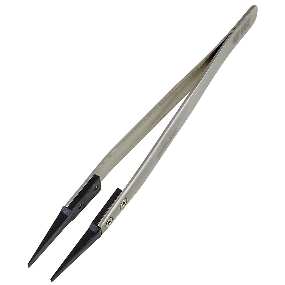 BEST BST-242 Stainless Steel Handle Anti-Static PPS Tweezers Mobile Phone Tablet Repairing Tool