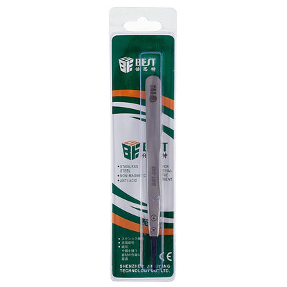 BEST BST-242 Stainless Steel Handle Anti-Static PPS Tweezers Mobile Phone Tablet Repairing Tool