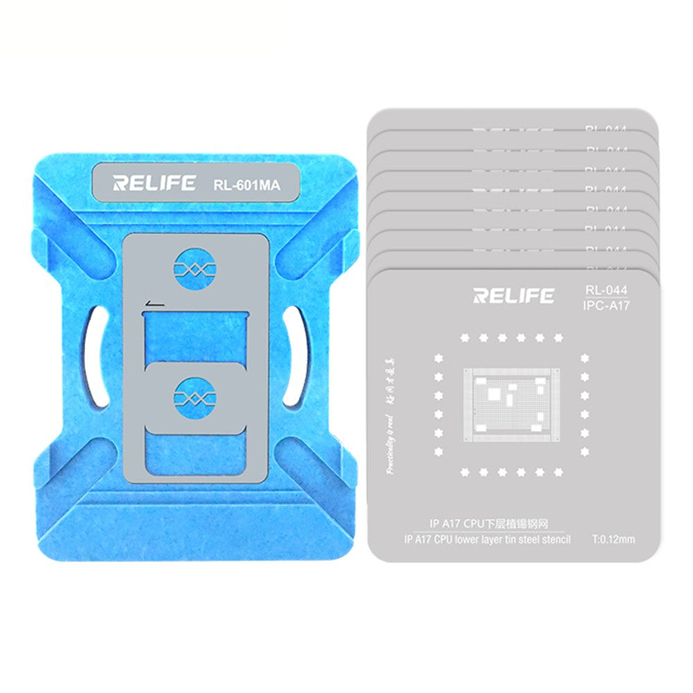 RELIFE RL-601MA A8-A15 CPU Reballing Stencil Platform for iPhone 6-13 Pro Max IC Chip Planting Tin Template Fixture