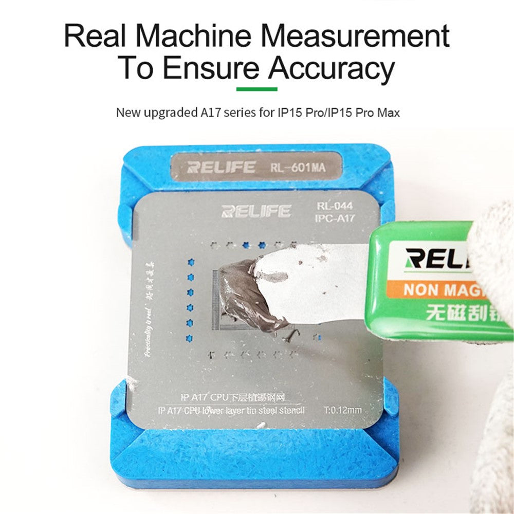 RELIFE RL-601MA A8-A15 CPU Reballing Stencil Platform for iPhone 6-13 Pro Max IC Chip Planting Tin Template Fixture
