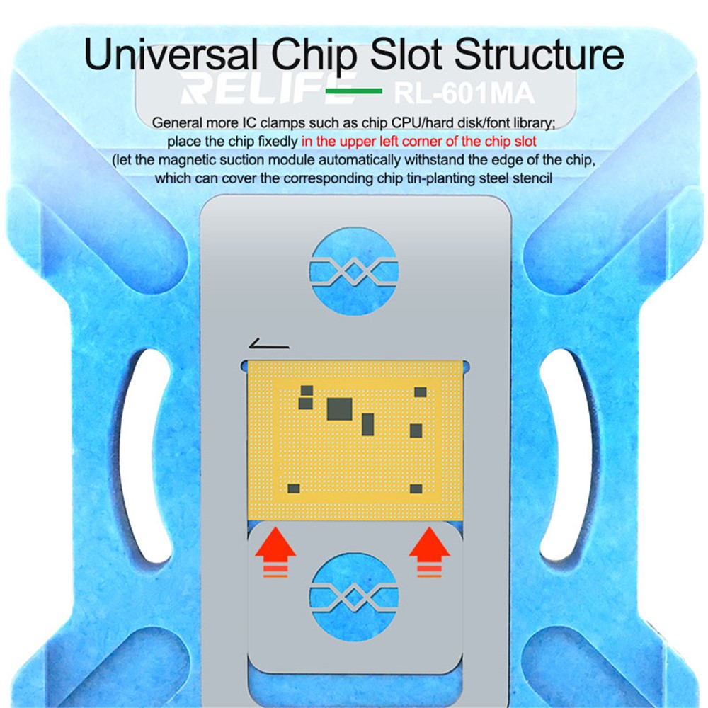 RELIFE RL-601MA A8-A15 CPU Reballing Stencil Platform for iPhone 6-13 Pro Max IC Chip Planting Tin Template Fixture