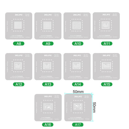 RELIFE RL-601MA A8-A15 CPU Reballing Stencil Platform for iPhone 6-13 Pro Max IC Chip Planting Tin Template Fixture