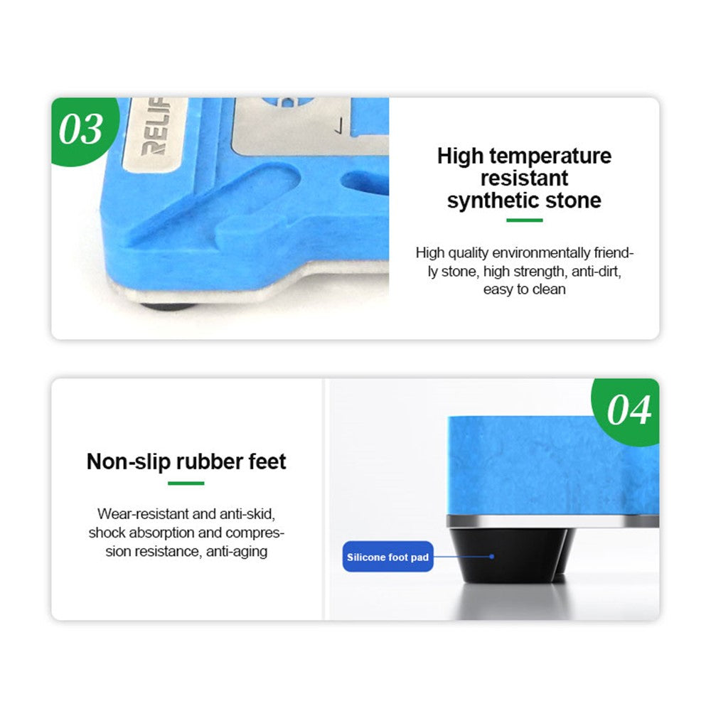 RELIFE RL-601MA A8-A15 CPU Reballing Stencil Platform for iPhone 6-13 Pro Max IC Chip Planting Tin Template Fixture