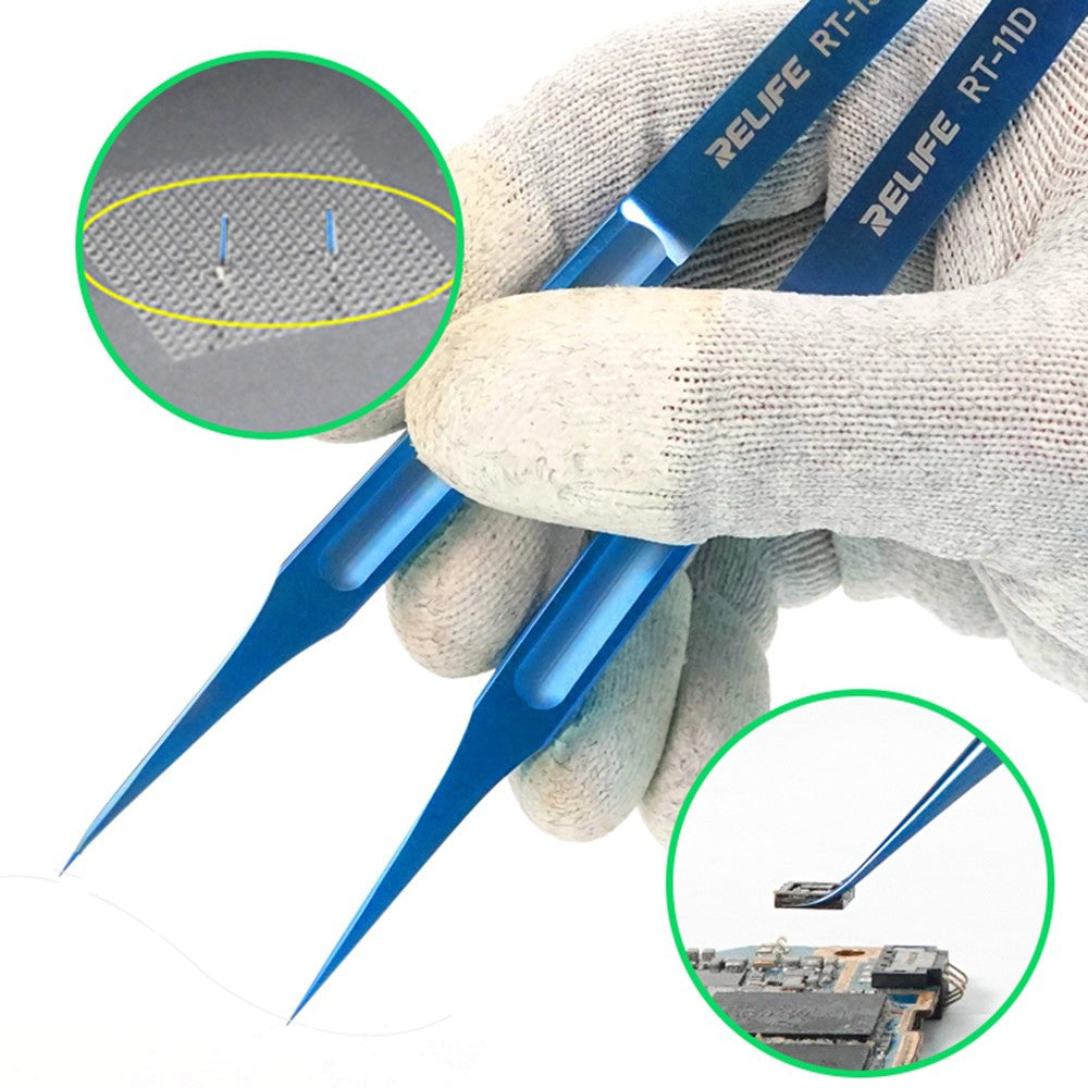 RELIFE RT-11D Ultra-lightweight Precision Tweezers Titanium Alloy Maintenance Tools for Mobile Repair