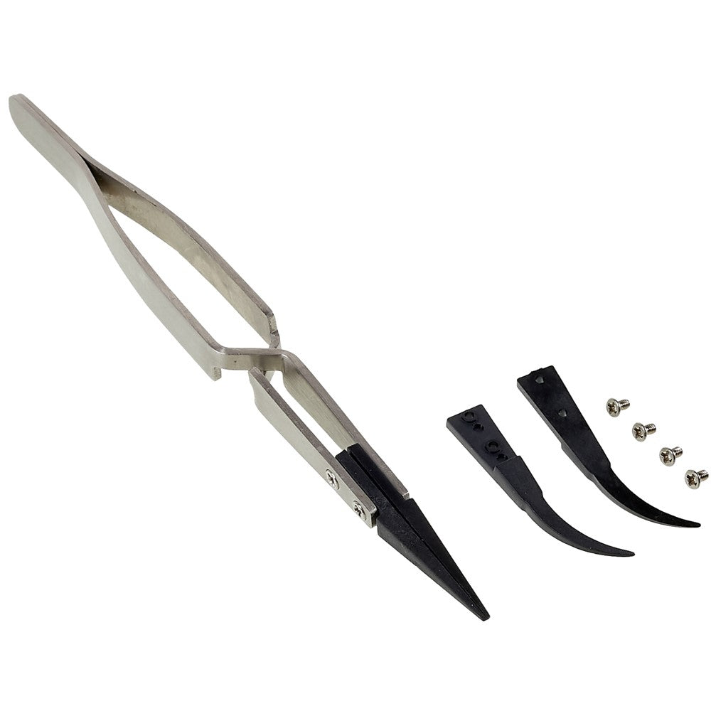 JAKEMY JM-T10-12 Precision Anti-Static Tweezers Stainless Steel ESD Curved / Straight Electronic Tweezers Forceps for Mobile Phone Repair