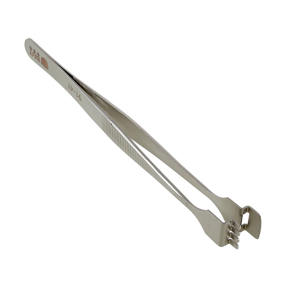 BEST BST-91-4T 1.2cm Tooth-shaped Crystal Wafer Tweezers Stainless Steel Maintenance Repair Tool Anti-Static Model Making Tool