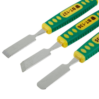 BEST 3Pcs / Set Metal Crowbar Phone Laptop Tablet Screen Opening Glue Removal Pry Tools with Plastic Handle