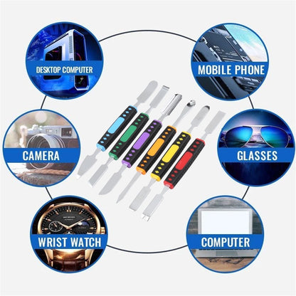 6Pcs / Set Metal Crowbar Phone Laptop Tablet Screen Opening Glue Removal Pry Tools Kit