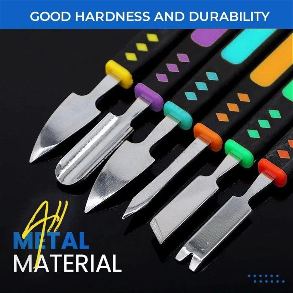 6Pcs / Set Metal Crowbar Phone Laptop Tablet Screen Opening Glue Removal Pry Tools Kit