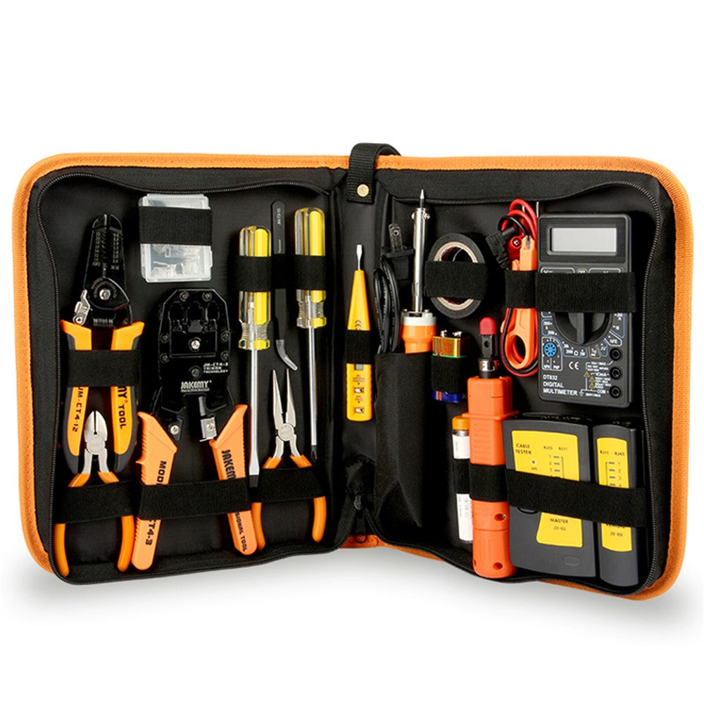 JAKEMY JM-P15 17-in-1 Network Repair Tool Kit Electroprobe Electric Soldering Iron Wire Crimping Pliers Set