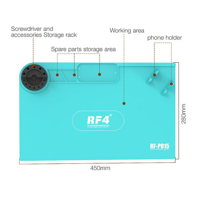RF4 RF-PO15 Phone Repair Pad Silicone High Temperature Maintenance Mat with Storage Bracket for BGA Soldering Station