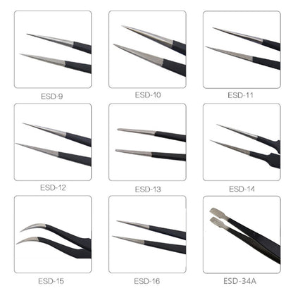 BEST 9Pcs Precision Tweezers Set Anti-Slip Metal Tweezers Kit Multi-Standard Tweezers for Lab, Electronics, Jewelry