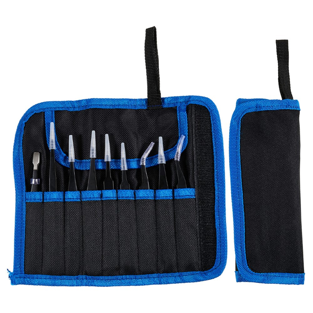 BEST 9Pcs Precision Tweezers Set Anti-Slip Metal Tweezers Kit Multi-Standard Tweezers for Lab, Electronics, Jewelry