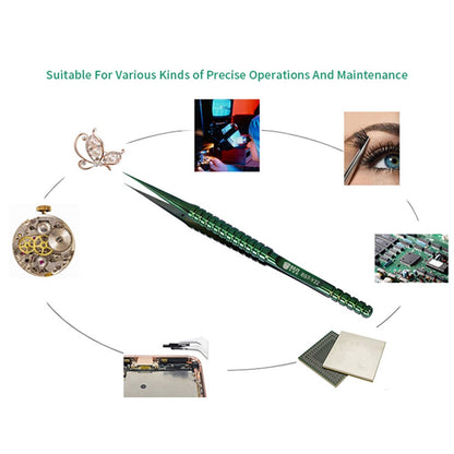 BEST BST-Y22 Titanium Alloy Fine Tip Straight Tweezers Electronic Device Repair Tool