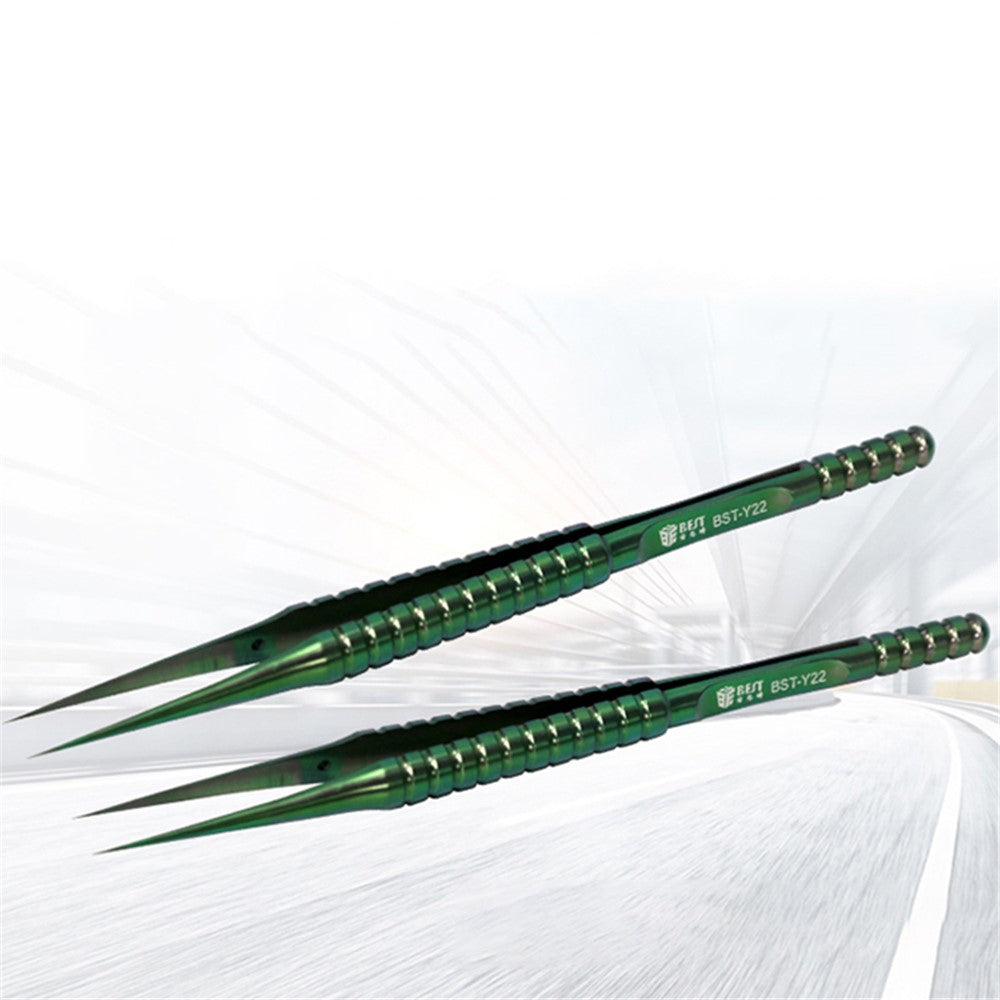 BEST BST-Y22 Titanium Alloy Fine Tip Straight Tweezers Electronic Device Repair Tool