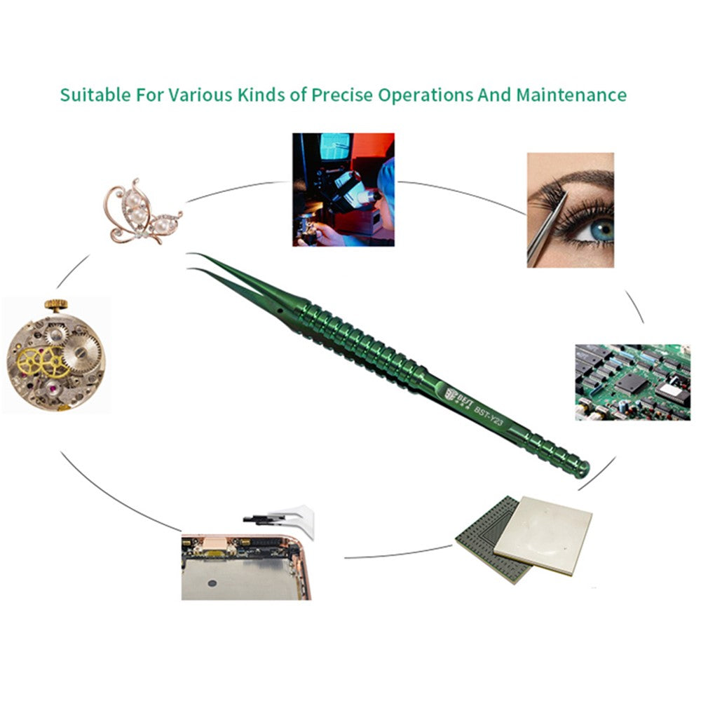 BEST BST-Y23 Titanium Alloy Curved Fine Tip Tweezers Electronic Device Precision Repair Tool